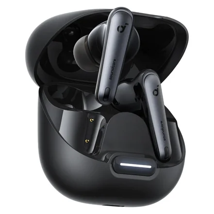 هدفون بلوتوثی انکر مدل Soundcore Liberty 4 NC با نویز کنسلینگ فعال (ANC)، درگاه شارژ USB Type-C، پشتیبانی از فرمان لمسی، مقاوم در برابر پاشش آب Anker Soundcore Liberty 4 NC Bluetooth headphones featuring Active Noise Cancellation (ANC), USB Type-C charging port, touch control support, and splash resistance.