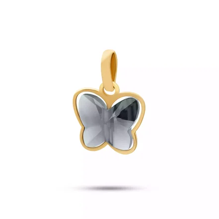 آویز طلا پروانه سواروسکی دودی