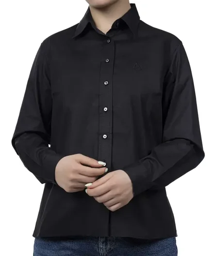 شومیز نخی آستین بلند زنانه پیرکاردین مدل WSHRI9308301|رنگ مشکی-بانی مد