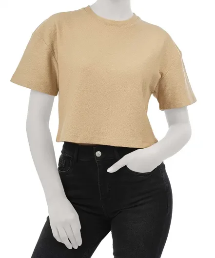 تیشرت آستین کوتاه زنانه آر ان اس مدل 11022309|رنگ کرم-بانی مد