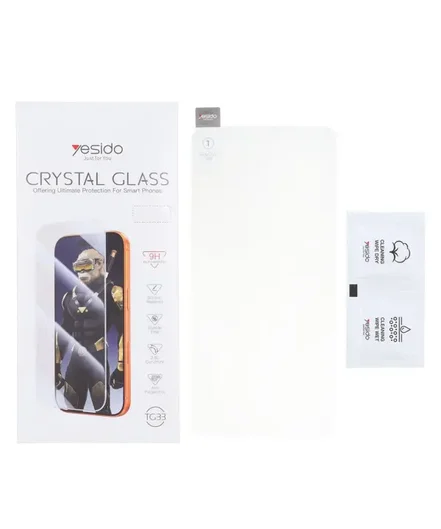 محافظ صفحه نمايش شيشه اي اورجينال بدون حاشيه Crystal Glass Yesido TG33 مدل Apple iPhone 16 / 15 / 14 Pro - سایز اصالت و سلامت فیزیکی