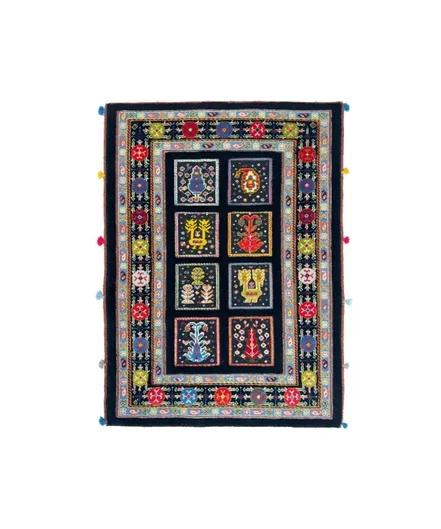 گلیم فرش دستباف خودرنگ مشکی ذوالانواری kilim carpet (shiraz) - سایز تک سایز