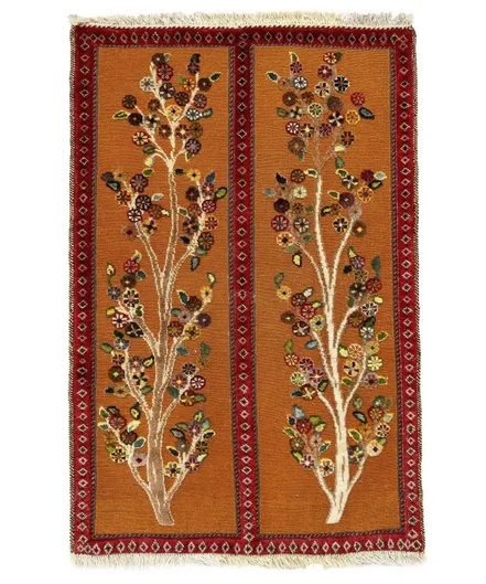 گلیم فرش دستباف نارنجی ذوالانواری kilim carpet (shiraz) - سایز تک سایز