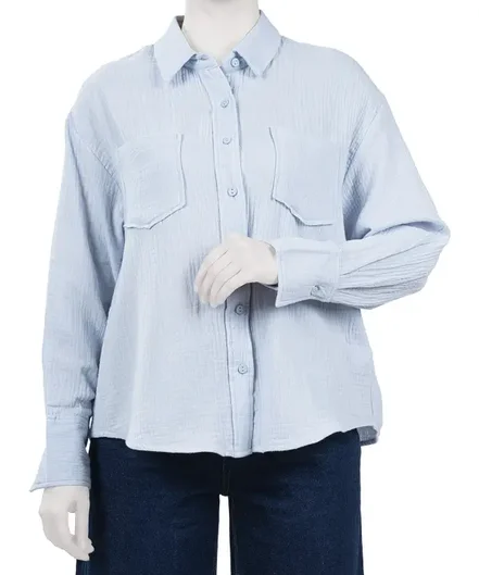 شومیز نخی آستین بلند زنانه جین وست مدل 51731636 - سایز XXL