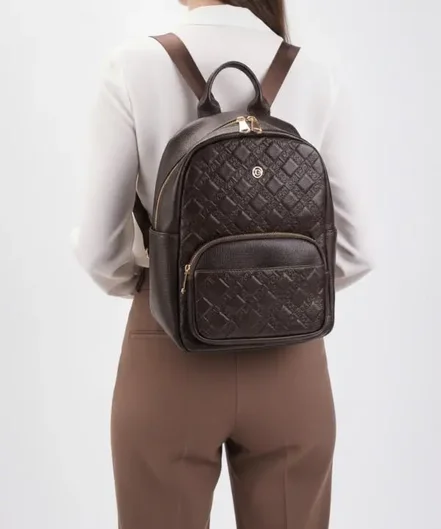 كوله پشتي زنانه پيركاردين مدل BACKPACK-2612-BROWN|رنگ قهوه ای سوخته-بانی مد
