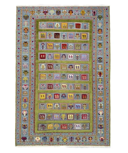گلیم فرش دستباف طیف سبز ذوالانواری kilim carpet (shiraz) - سایز تک سایز