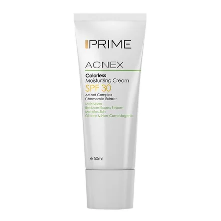 کرم مرطوب کننده بی رنگ Acnex فاقد چربی SPF30 پرایم
