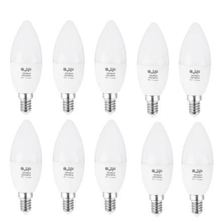 لامپ ال ای دی شمعی 7 وات افراتاب پایه E14 مدل AF-C37-7W بسته 10 عددی