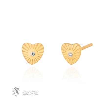 گوشواره طلا طرح قلب تک نگین کد CE560