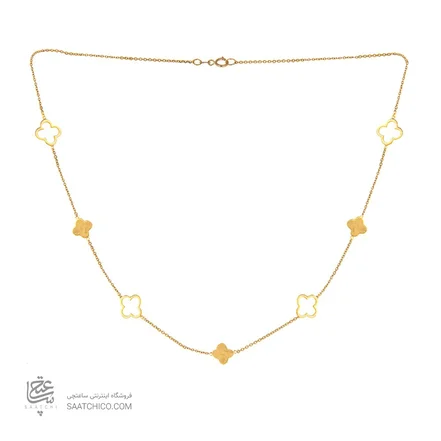 گردنبند طلا زنانه طرح گل چهار پر ونکلیف کد LN823