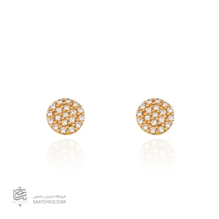 گوشواره طلا طرح دایره نگیندار کد CE368