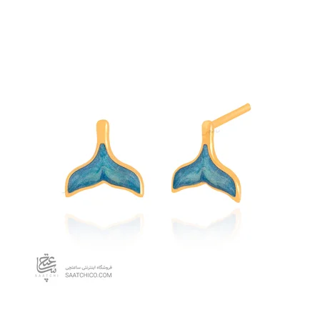 گوشواره طلا طرح دم وال میناکاری کد CE561