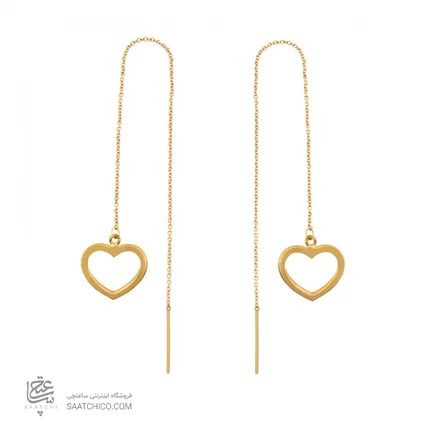 گوشواره بخیه ای طلا طرح قلب کد LE623