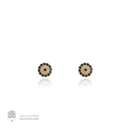 گوشواره میخی طلا طرح چشم نظر نگین دار کد CE405