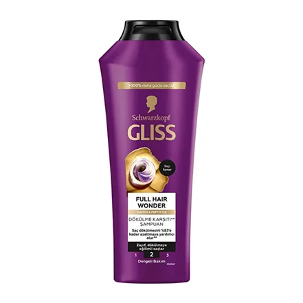 شامپو گلیس مدل Full Hair Wonder با خاصیت حجم‌دهی ۵ بعدی و تقویت‌کننده ریشه حجم ۴۰۰ میل