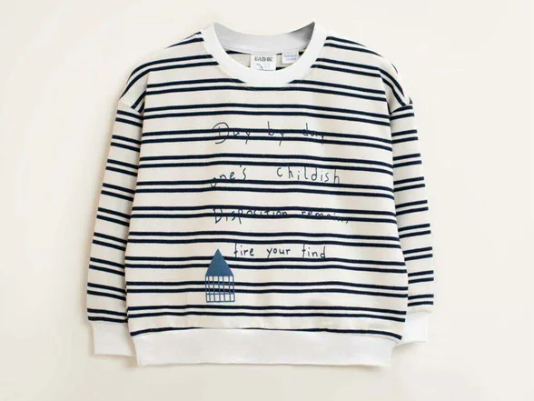 بلوز آستین بلند دورس راه راه رنگ سرمه ای بشیر Bashir