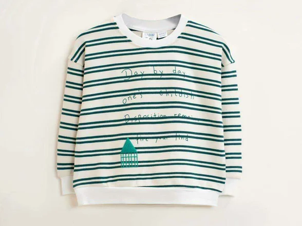 بلوز آستین بلند دورس راه راه رنگ سبز بشیر Bashir