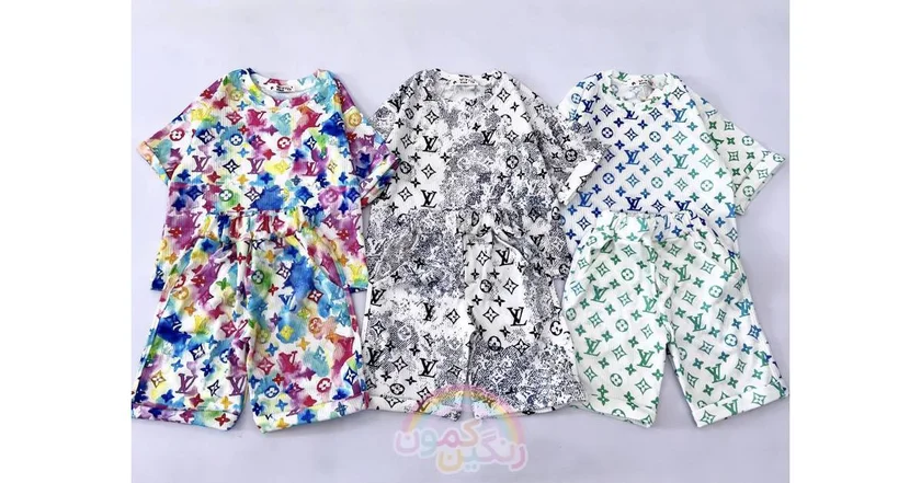 ست تیشرت شلوارک ال وی آبرنگی پسرانه(6553)