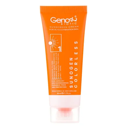 ضدآفتاب بی رنگ ژنوبایوتیک SPF50 حجم50