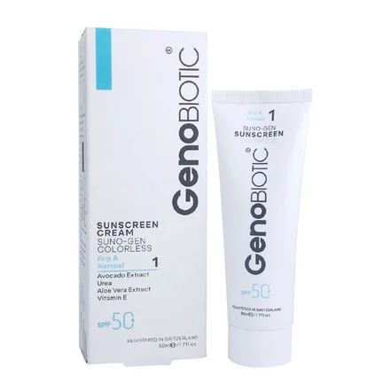 ضدآفتاب بی رنگ ژنوبایوتیک SPF50 حجم 50