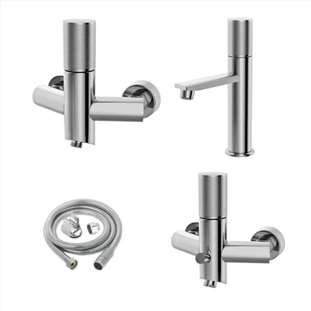 ست شیرآلات کسری مدل کراون رنگ کروم مجموعه 4 عددی