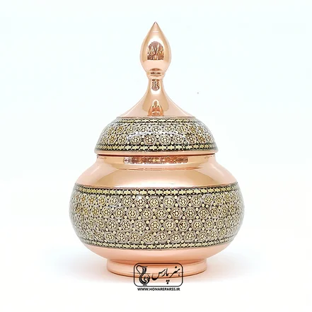 قندان کوچک مس و خاتم هنر پارس