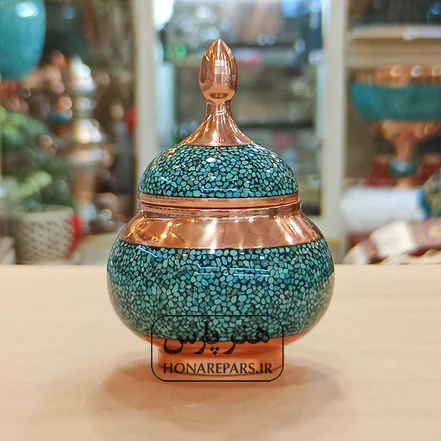 قندان مس و فیروزه سایز 2