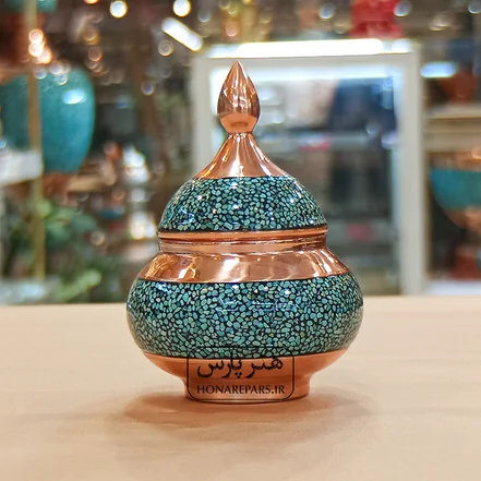 قندان مس و فیروزه نقلی