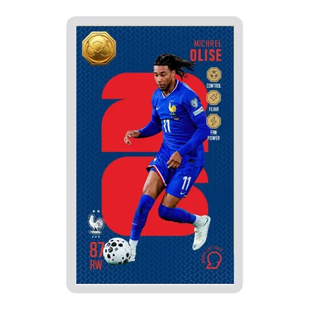 <em>طلا</em> گرمی 18 عیار سوت مدل اولیسه Olise طرح کارت فوتبالی جام جهانی 2026 کد SO10151026