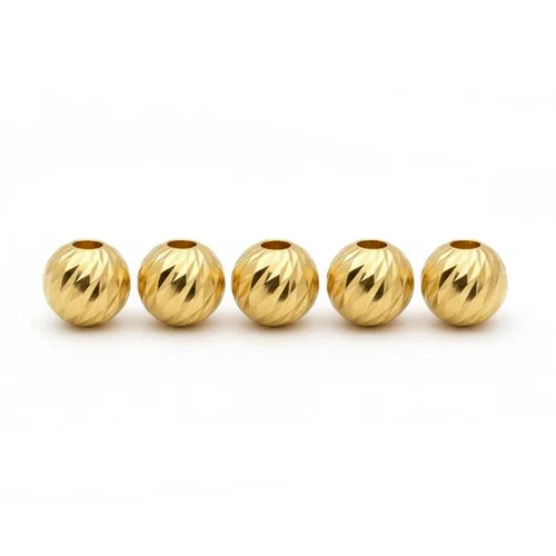 <em>طلا</em> گرمی 18 عیار گالری <em>طلای</em> مهر مدل گوی تراش البرنادو کد MO0215-2 بسته 5 عددی 0.200