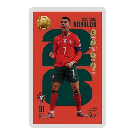 <em>طلا</em> گرمی 18 عیار سوت مدل CRISTIANO RONALDO طرح کارت فوتبالی جام جهانی 2026 کد SO10022026