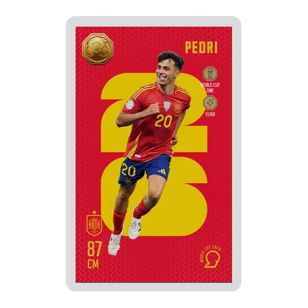 <em>طلا</em> گرمی 18 عیار سوت مدل PEDRI طرح کارت فوتبالی جام جهانی 2026 کد SO10129026