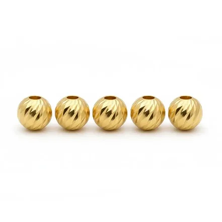 <em>طلا</em> گرمی 18 عیار گالری <em>طلای</em> مهر مدل گوی تراش البرنادو کد MO0215-2 بسته 5 عددی 0.300