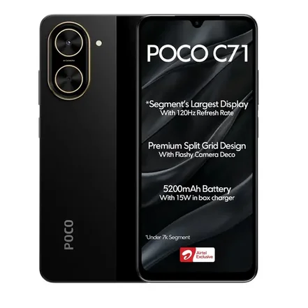 گوشی موبایل شیائومی مدل Poco C71 ظرفیت 128 گیگابایت رم 4 گیگابایت مشکی