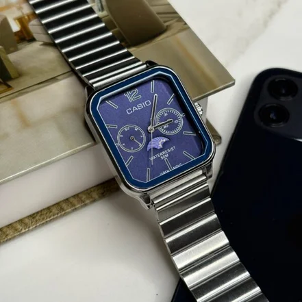 <em>ساعت</em> مچی <em>مردانه</em> کاسیو سیلور صفحه آبی Casio MTP-M305D-1A2 Moonphase