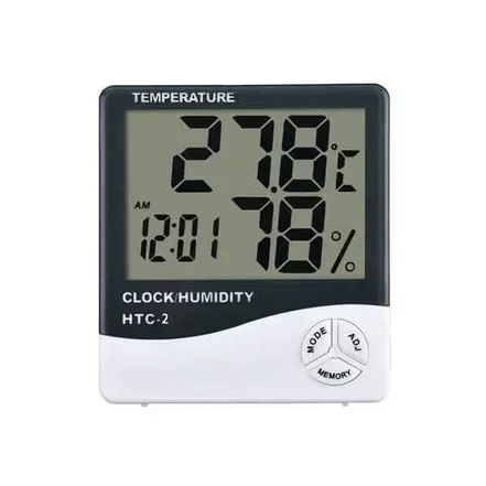 دماسنج، رطوبت سنج و ساعت رومیزی مدل HTC-2