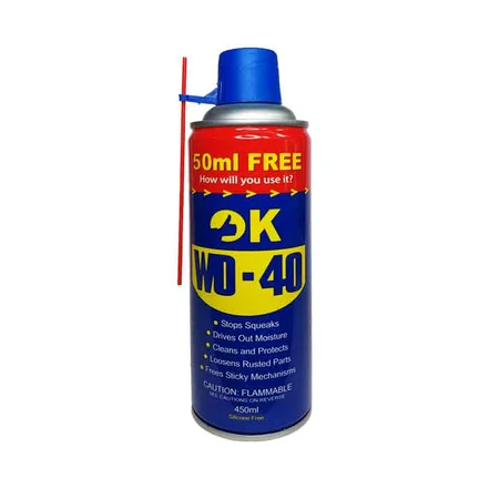 اسپری روان کننده و زنگ بر معمولی اوکی درب آبی مدل OK WD-40 حجم 450 میلی لیتر