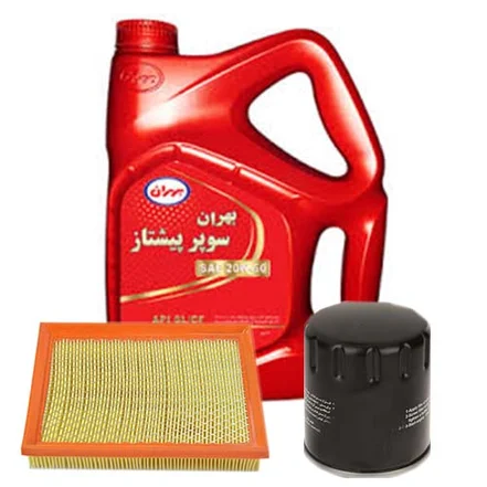پک روغن پراید بهران سوپر پیشتاز پریمیوم (SL 20W50) 4L + فیلتر روغن و فیلتر هوا