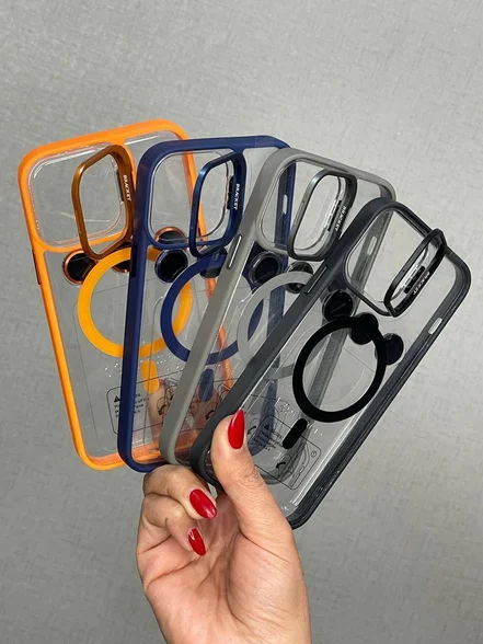 قاب کاور مگ سیف اکتیو با گلس لنز دوربین Iphone 14 Pro MAX آبی