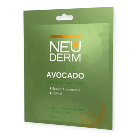 ماسک صورت ورقه ای آووکادو نئودرم NEUDERM مخصوص پوست خشک و حساس