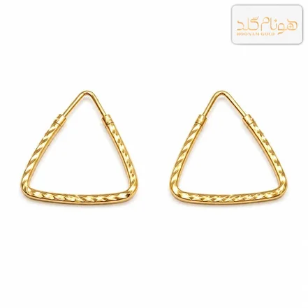 گوشواره طلا حلقه ای مثلث تراش E۷۹۶