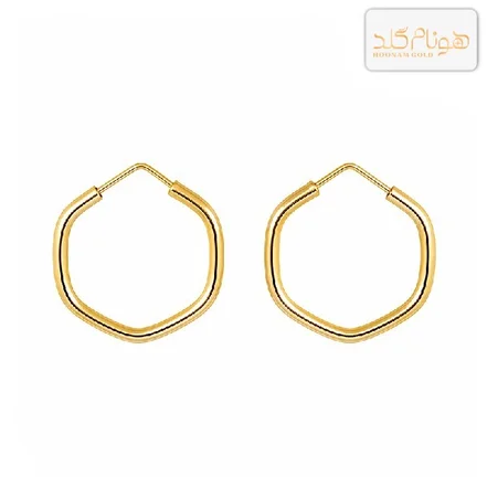 گوشواره طلا حلقه ای مفتولی ۶ ضلعی E۱۱۸
