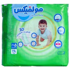 پوشک کودک چسبی مولفیکس مدل اقتصادی سه بعدی سایز 5 بسته 28 عددی