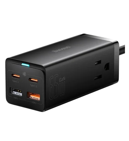 شارژر رومیزی باسئوس 65 وات فست و چهار پورت مدل GaN3 Pro Power Combo