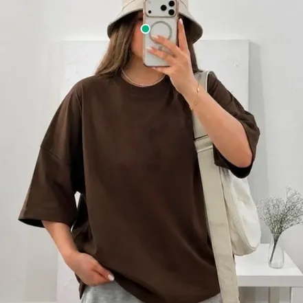 تیشرت سوپر پنبه زنانه دخترانه باکسی  تن خور بی نظیر
