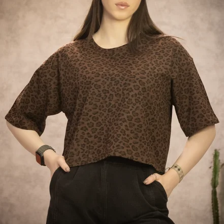 تیشرت باکسی کراپ زنانه مدل wct023