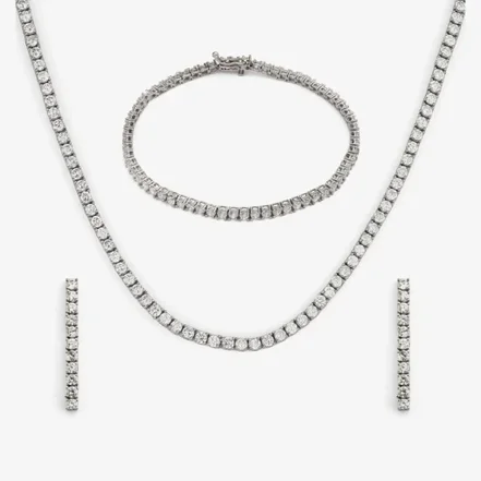 نیم ست طلا سفید نگین دار کد wps1282