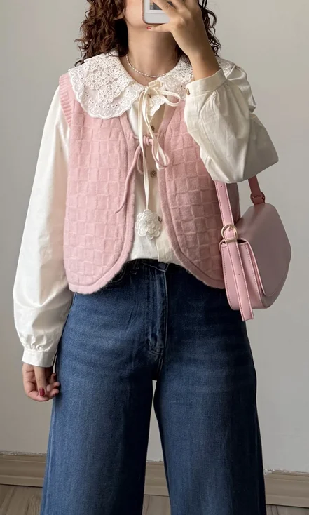 وست بافت شطرنجی