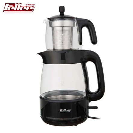 چای ساز فلر TS 070 مشکی 2.5 لیتری با قوری شیشه ای