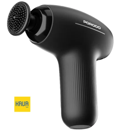 تفنگ ماساژ شارژی کوچک پورودو Porodo Lifestyle Mini Massage Gun با ۴ سری قابل تعویض – مشکی